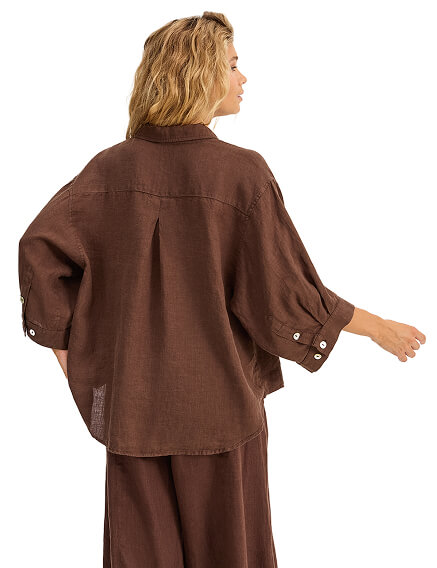Рубашка женская серии LINEN, цвет шоколад, фото 2