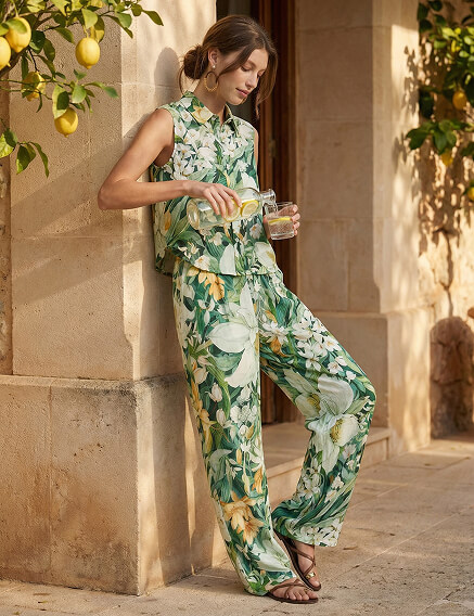 LINEN Блуза женская без рукавов, цвет паттерн tropical flowers, фото 1