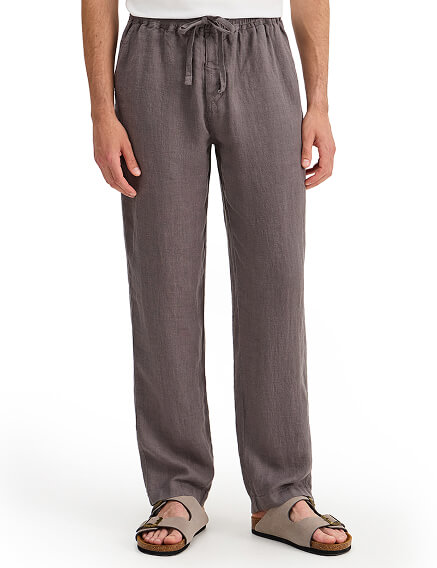 Брюки из 100% льна для мужчин, цвет серый, фото 2