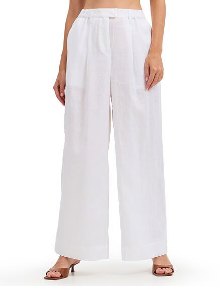 LINEN Брюки женские широкие, цвет белый, фото 1
