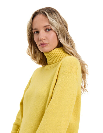 Свитер женский Cashmere&Merino blend oversize, цвет желтый, фото 2
