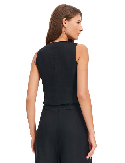 LINEN Жилет женский, цвет черный, фото 2