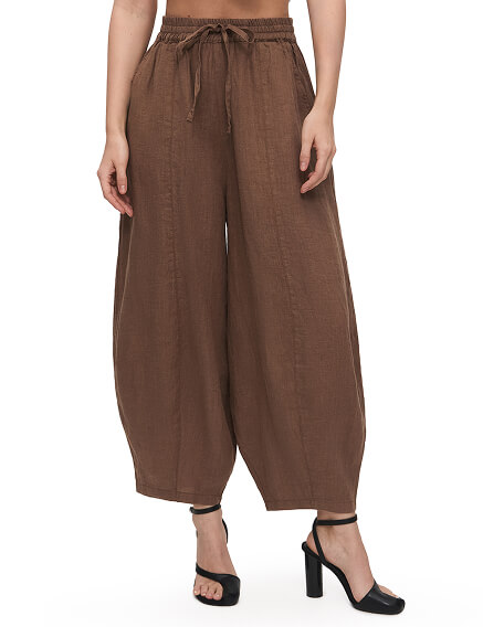 Брюки женские "baggy" серии LINEN, цвет шоколад, фото 2
