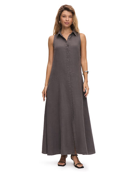 NORVEG LINEN Платье женское на пуговицах, цвет серый, фото 1