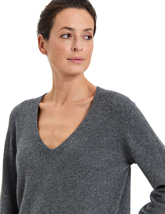 Джемпер Cashmere&Merino blend V-вырез, цвет серый меланж, фото 2