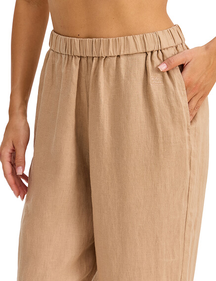 LINEN Брюки женские прямые, цвет песочный, фото 3
