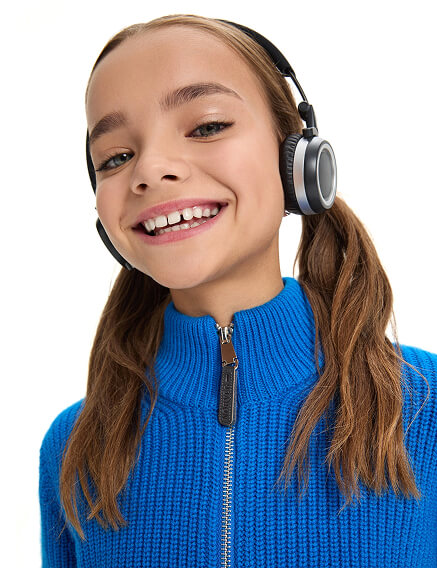 Кардиган из 100% шерсти мериноса на молнии для девочек-подростков, цвет синий, фото 2