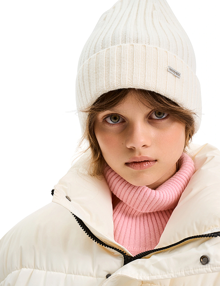 Шерстяная шапка  с отворотом детская, цвет белый, фото 1
