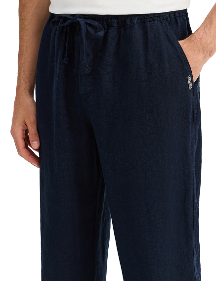 Брюки из 100% льна для мужчин, цвет темно-синий, фото 3