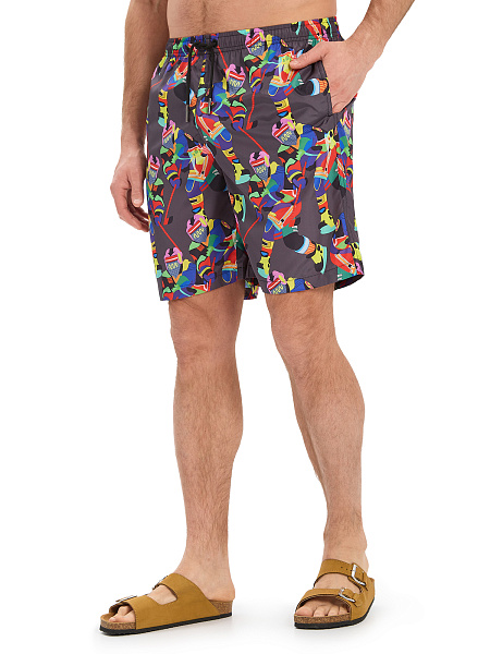 Swimwear Шорты мужские, цвет антрацит паттерн хоккей, фото 2