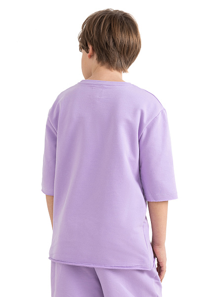 Футболка детская для мальчиков серии Cotton, цвет лаванда, фото 3