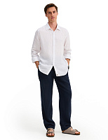 Брюки из 100% льна для мужчин Темно-синий