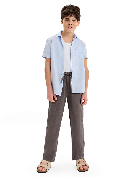 Брюки для мальчика серии LINEN, цвет серый, фото 1