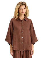 Рубашка женская c широкими рукавами серии LINEN Кофе