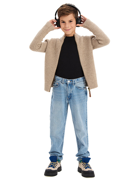 Кардиган шерстяной на молнии для мальчика, цвет бежевый, фото 5