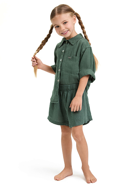 Шорты для девочки серии LINEN, цвет олива, фото 2