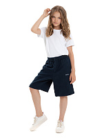 Шорты-бермуды из 100% льна для девочек-подростков Темно-синий