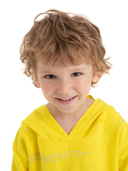 Худи из 100% льна для мальчиков, цвет желтый, фото 3