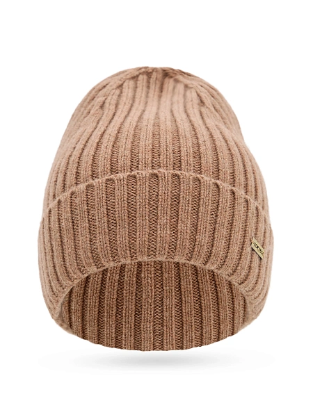 Шерстяная шапка  с отворотом детская, цвет бежевый меланж, фото 4
