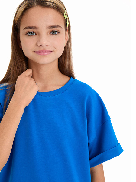Футболка для девочки ORGANOMICA Cotton, цвет ультрамарин, фото 4