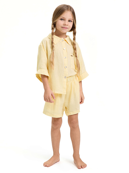 Шорты для девочки серии LINEN, цвет бледно-желтый, фото 2