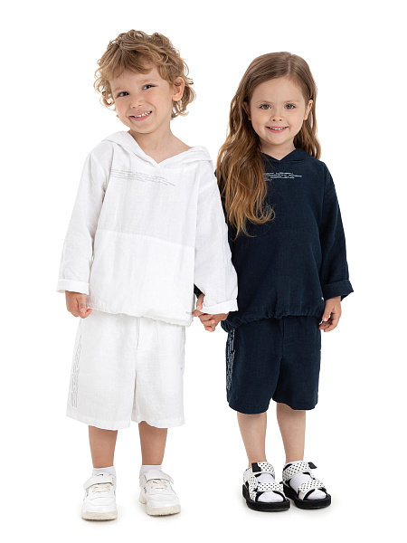 Шорты-бермуды из 100% льна для девочек, цвет белый, фото 5