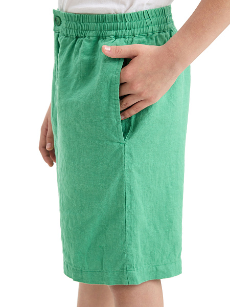 Шорты-бермуды из 100% льна для девочек, цвет зеленый, фото 3