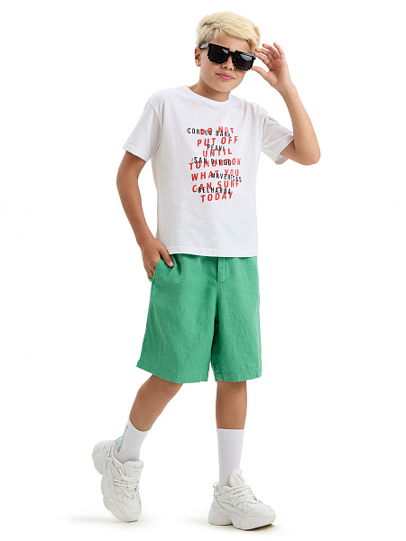 Шорты-бермуды из 100% льна для мальчиков, цвет зеленый, фото 5