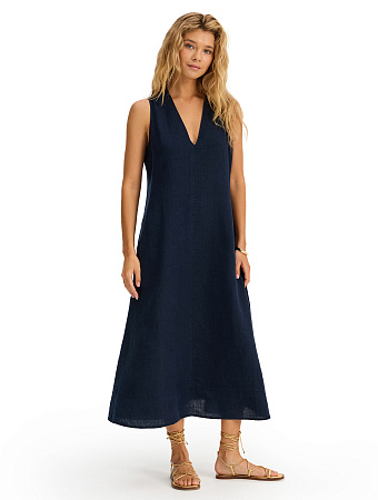 LINEN Платье женское, цвет темно-синий, фото 1