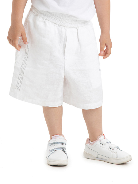 Шорты-бермуды из 100% льна для девочек, цвет белый, фото 2