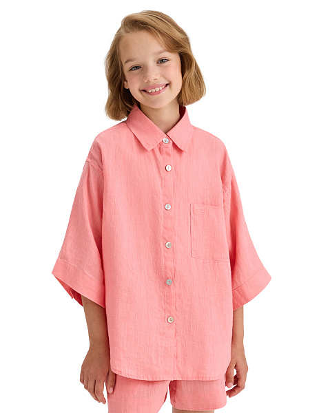 LINEN Рубашка для девочки, цвет светло-розовый, фото 1