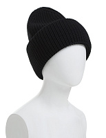 Теплая шапка с отворотом из 100% шерсти Черный