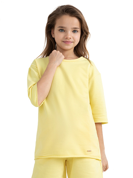 Футболка детская для девочек серии Cotton, цвет желтый, фото 1
