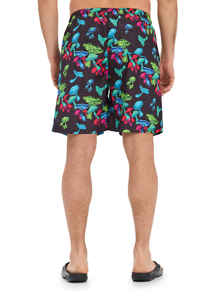 Swimwear Шорты мужские, цвет черный паттерн грибы, фото 4