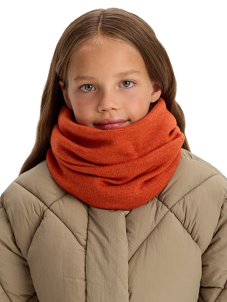 Теплый снуд из шерсти мериносов, цвет кирпичный, фото 4