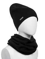 Комплект шапка и снуд из 100% шерсти мериносов для женщин Черный