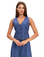 NORVEG LINEN Жилет женский Джинс-полоска белая
