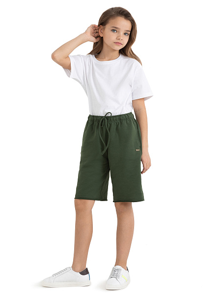 Шорты детские для девочек Cotton, цвет олива, фото 1