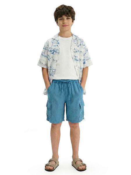  LINEN Рубашка для мальчика с коротким рукавом, цвет паттерн arctic, фото 3