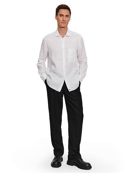 Рубашка мужская классическая 100% лен, цвет белый, фото 5