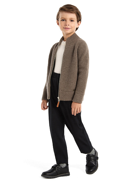 Кардиган шерстяной на молнии для мальчика, цвет коричневый, фото 2
