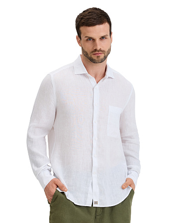 LINEN Рубашка мужская slim, цвет белый, фото 1