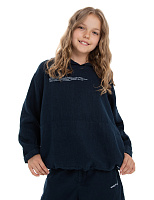 Худи из 100% льна для девочек подростков Темно-синий