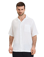 Рубашка мужская с коротким рукавом изо льна Белый