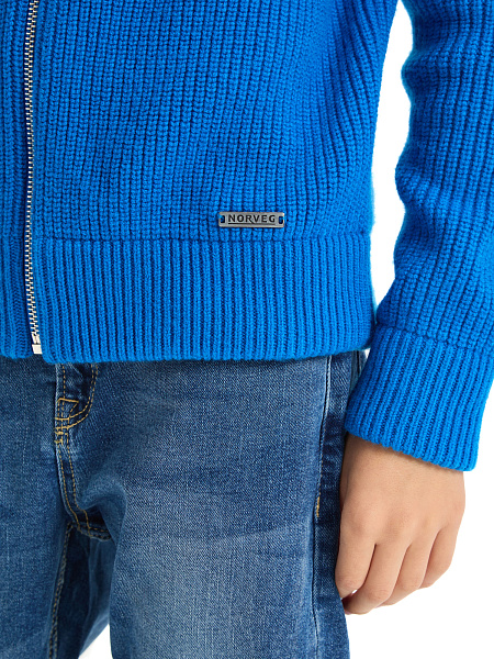 Кардиган шерстяной на молнии для мальчиков-подростков, цвет синий, фото 4