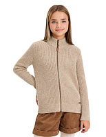 Кардиган из 100% шерсти мериноса на молнии для девочек-подростков Бежевый