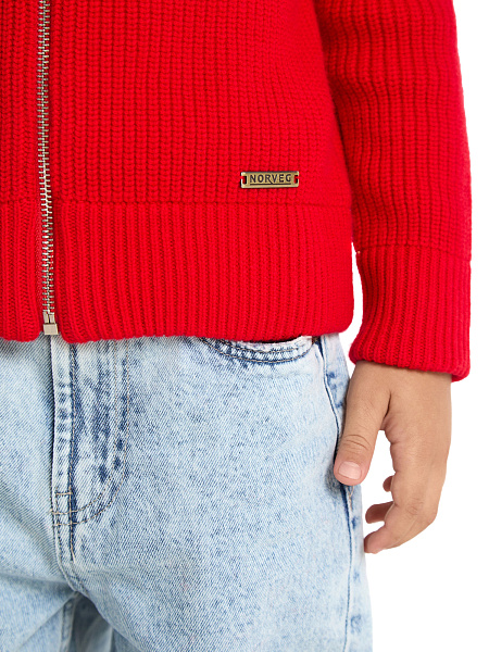 Кардиган шерстяной на молнии для мальчика, цвет красный, фото 3