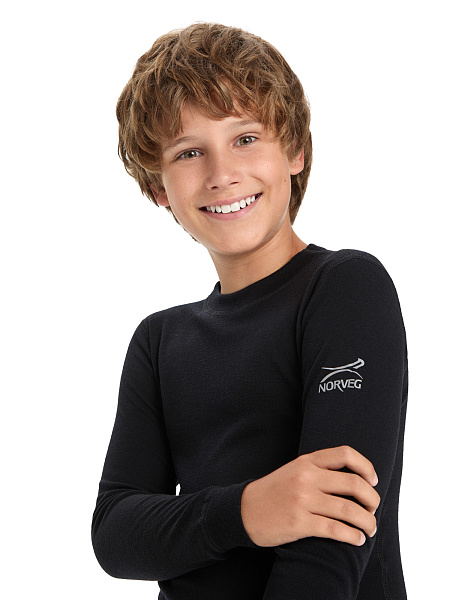 Термофутболка для мальчиков-подростков серии SOFT. Знак Woolmark, цвет черный, фото 4