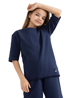 Футболка детская для девочек серии Cotton Темно-синий