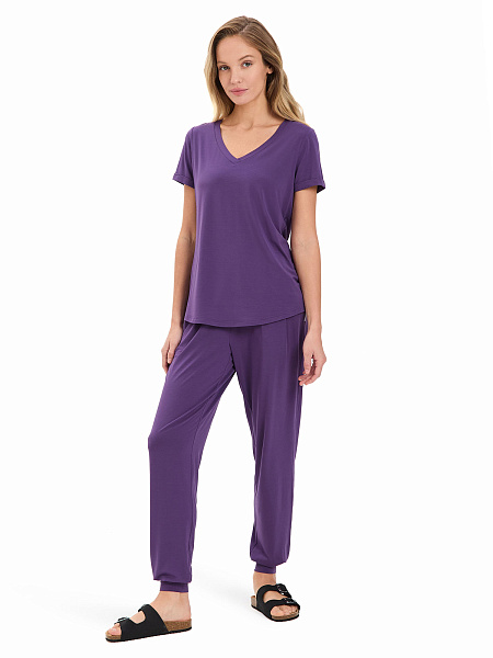 Футболка женская с V-вырезом серии Bamboo, цвет фиолетовый, фото 2